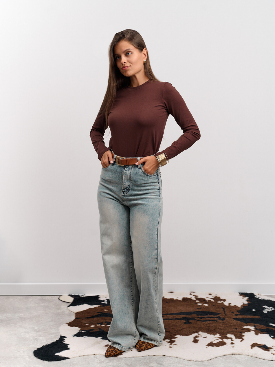 Лонгслив женский "Cкин" шоколад