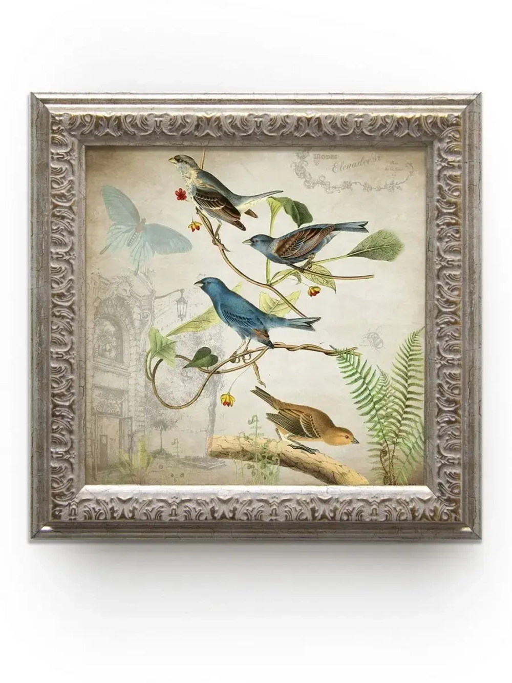 Картина на натуральном холсте "Птички"