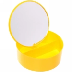 Зеркало настольное с органайзером для косметики «Beauty», цвет желтый, 16,5*17см