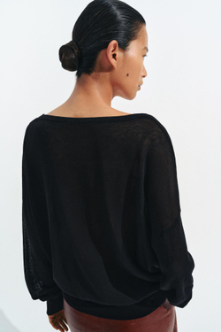 ZARA ДЖЕМПЕР ТОНКОЙ ВЯЗКИ С V-ОБРАЗНЫМ ВЫРЕЗОМ,ЧЕРНЫЙ