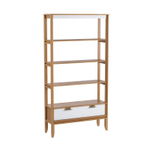 Стеллаж «Бридж» сквозной широкий с 1 ящиком браун/белый лак