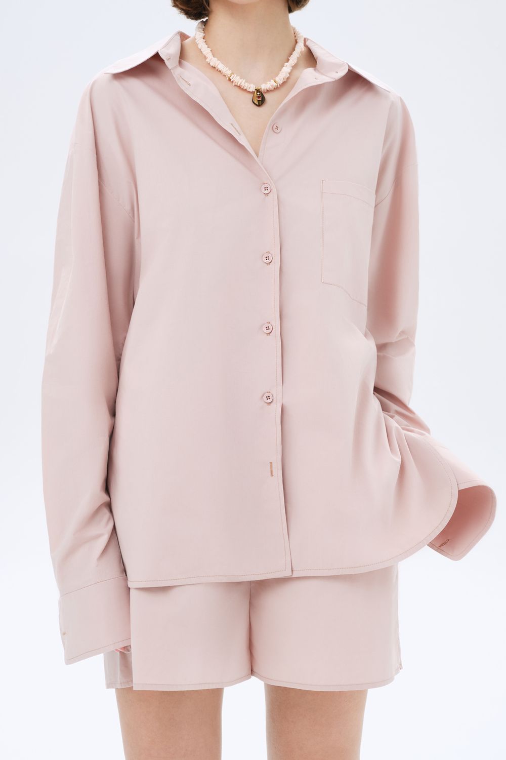 Костюм с шортами из легкого хлопка, бежевый