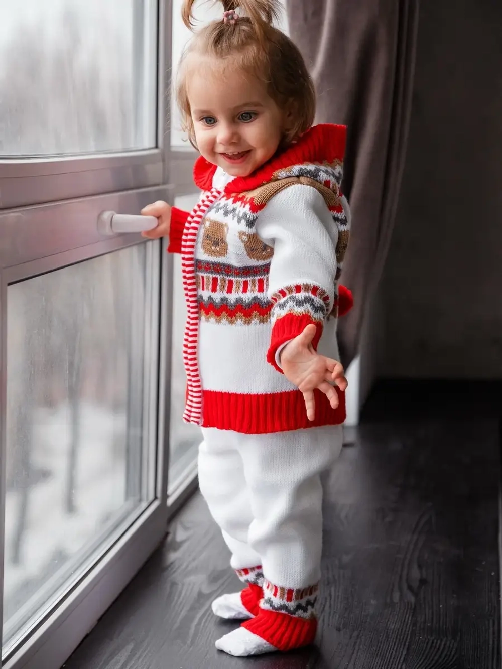 Костюм вязаный для малышей для новорожденных "Мишки"