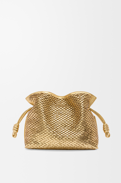 Loewe Средняя сумка-клатч Flamenco из ламинированной овечьей кожи, золотой