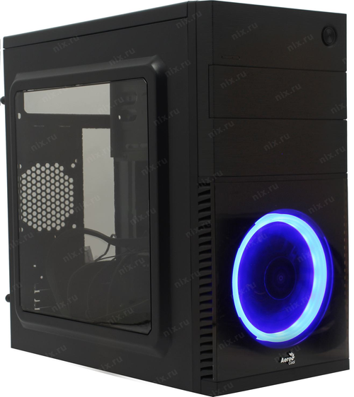 Корпус Minitower Aerocool &lt;CS-105 Blue&gt; MicroATX без БП, с окном