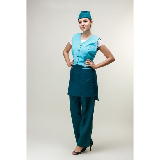 Костюм женский "Камелия" сарафан+брюки+пилотка (морская волна/бирюза)