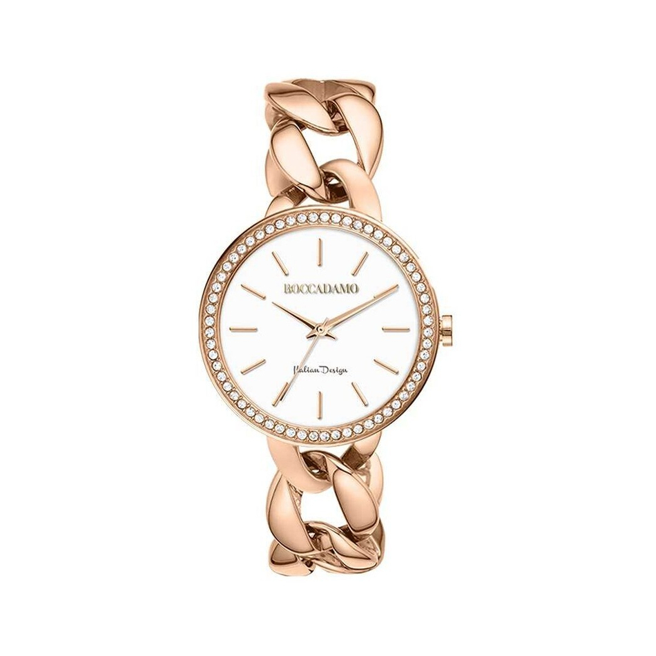 Часы Boccadamo LadyB Rosegold White LB007 BW/RG с минеральным стеклом, кристаллами Swarovski