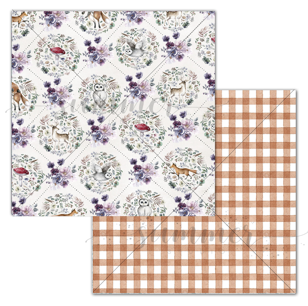 Лист двусторонней  бумаги "Дух леса" 190гр, 30,5*30,5см, SS29072022-3