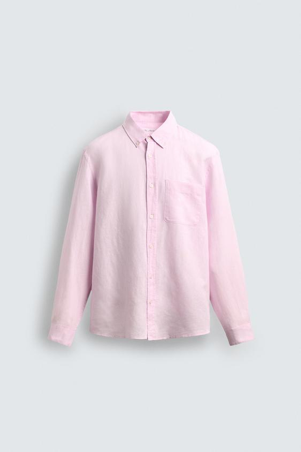 ZARА РУБАШКА REGULAR FIT ИЗ ЛЬНА И ХЛОПКА, РОЗОВЫЙ