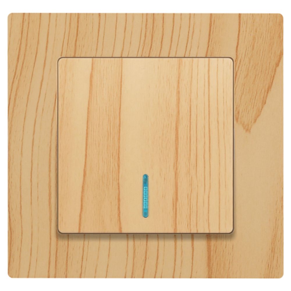 Выключатель Intro Accent 6-102-11 с подсветкой, 10А-250В, IP20, СУ, AL/CU, сосна