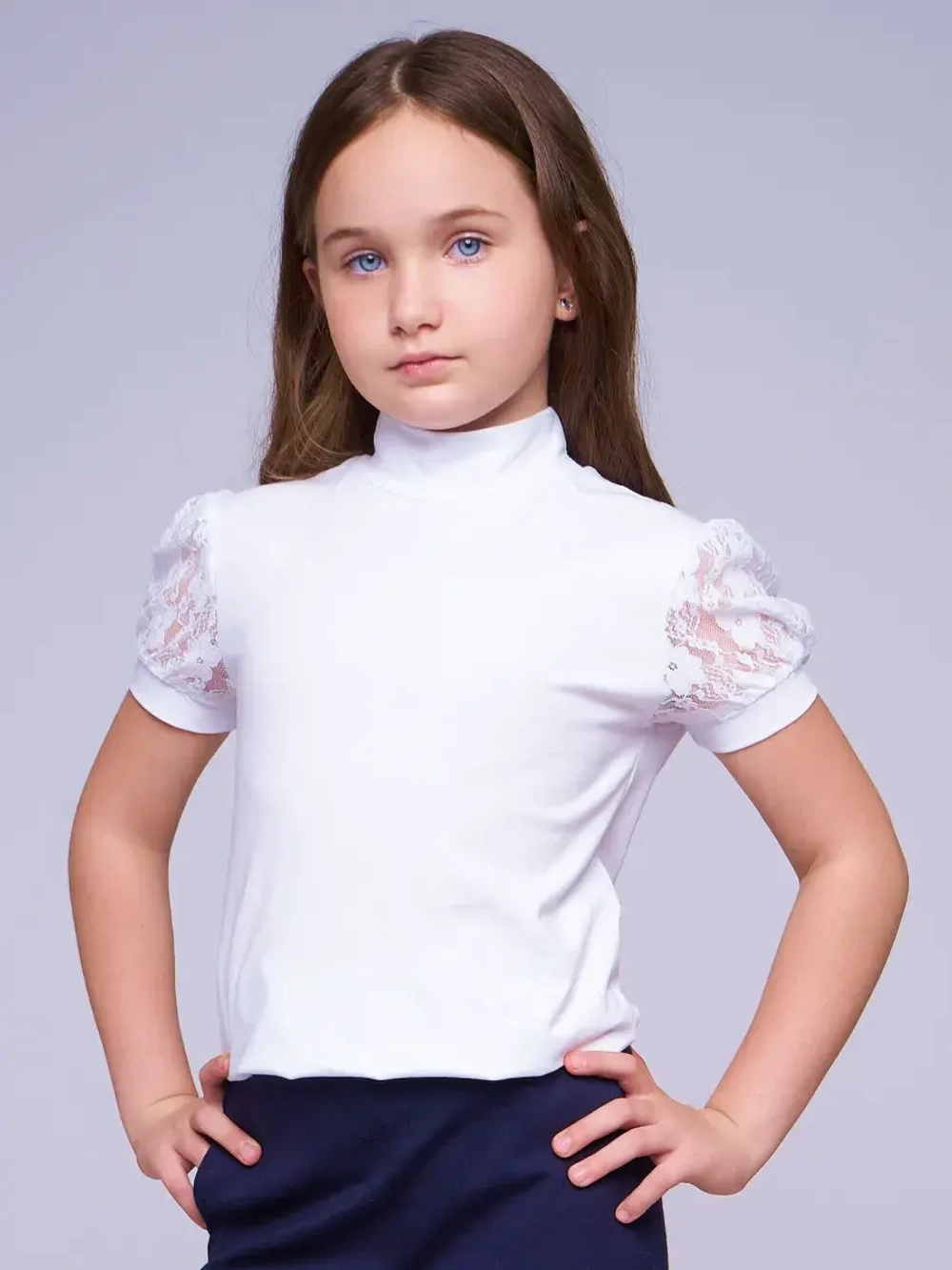 Блузка школьная для девочки с коротким рукавом