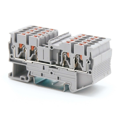 Клемма проходная 2.5 кв.мм зажим push-in 4 точки подключения серая DKC VPR-2.5-QUATTRO-GY