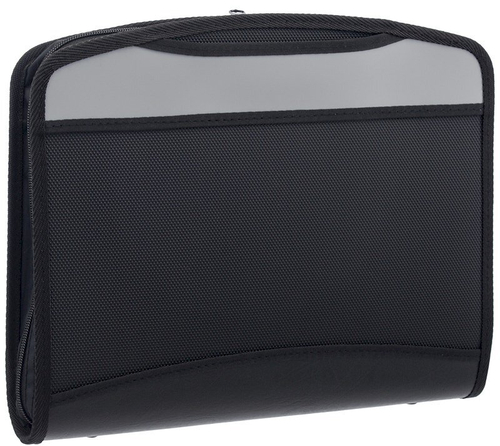 Папка-портфель Workmate пластиковая, 275x350 мм, А4+, 5 отделений, выдвижные ручки, черная/серая