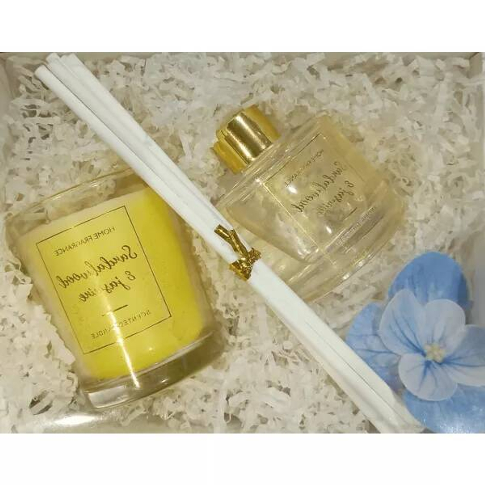 Набор ароматический Sandalwood&jasmine диффузор 50 мл и свеча в стакане