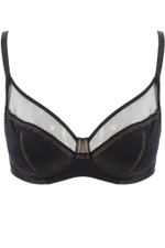Бюстгальтер с мягкими чашками +size и серебристым декором (Размер: 75K) (Цвет: черный)
