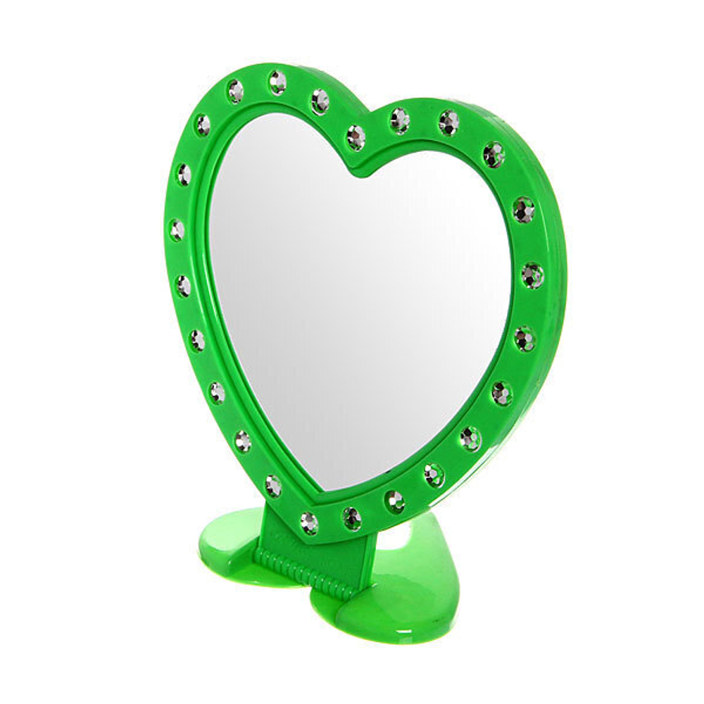 Зеркало настольное в пластиковой оправе «Белые выемки» сердце, подвесное 19*18см