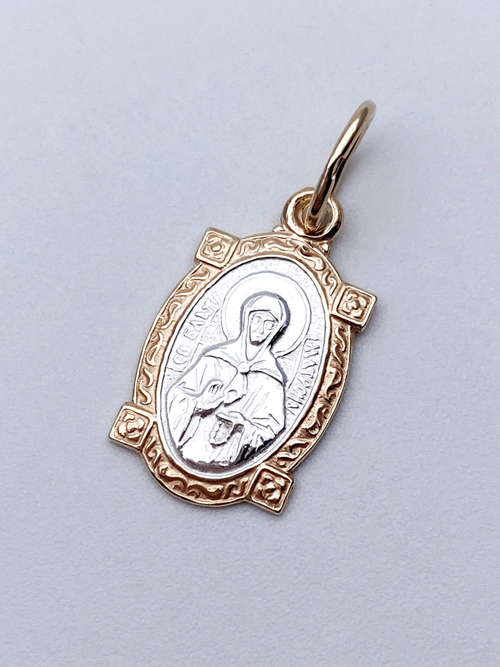 Образок из серебра/Позолота/С подвижным ухом/Матрона