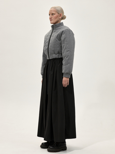 Бомбер стеганый укороченный "Брутализм". Серый