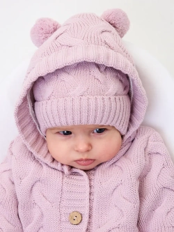 Комплект вязаный новорожденному: комбинезон+шапка+пинетки