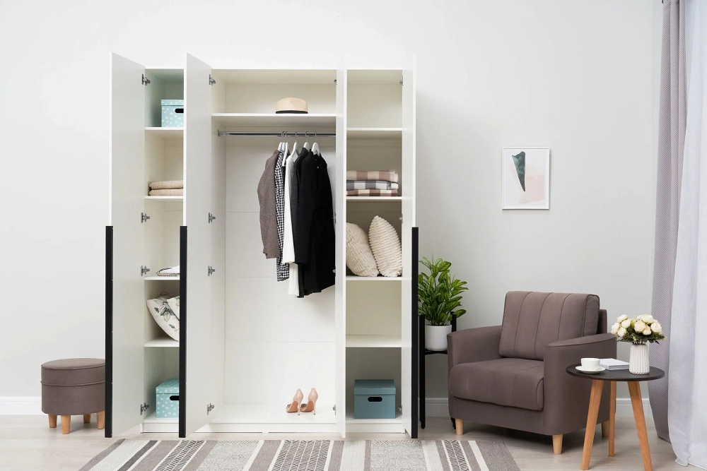 Шкаф 4-х створчатый Тивина белый текстурный