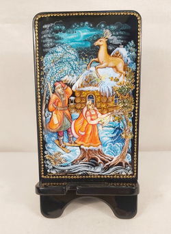 Сувенирная подставка для телефона с росписью Палех "Серебряное копытце"