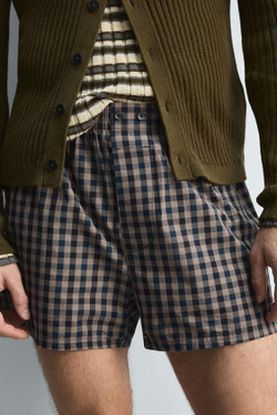 ZARA ТРУСЫ-БОКСЕРЫ ИЗ ПОПЛИНА В КЛЕТКУ - LIMITED EDITION, РАЗНОЦВЕТНЫЙ