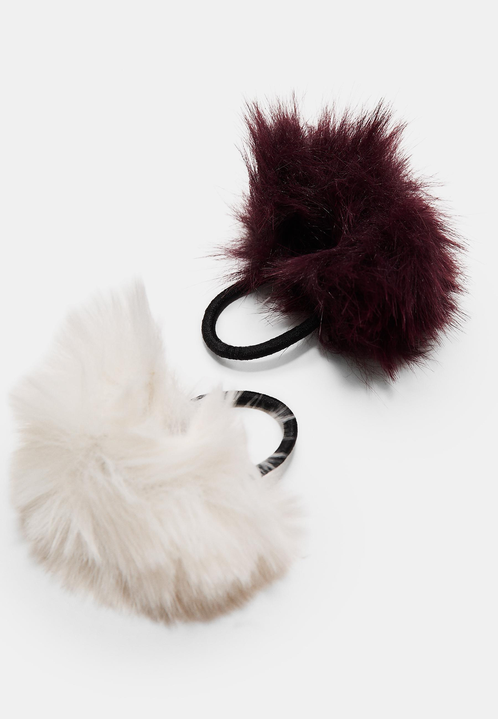 STRADIVARIUS Набор из 2 пушистых резинок для волос, экрю