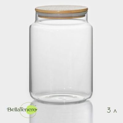 Стеклянная банка для сыпучих продуктов с бамбуковой крышкой «Эко» (14,5х21 см) (Цвет: не задано)