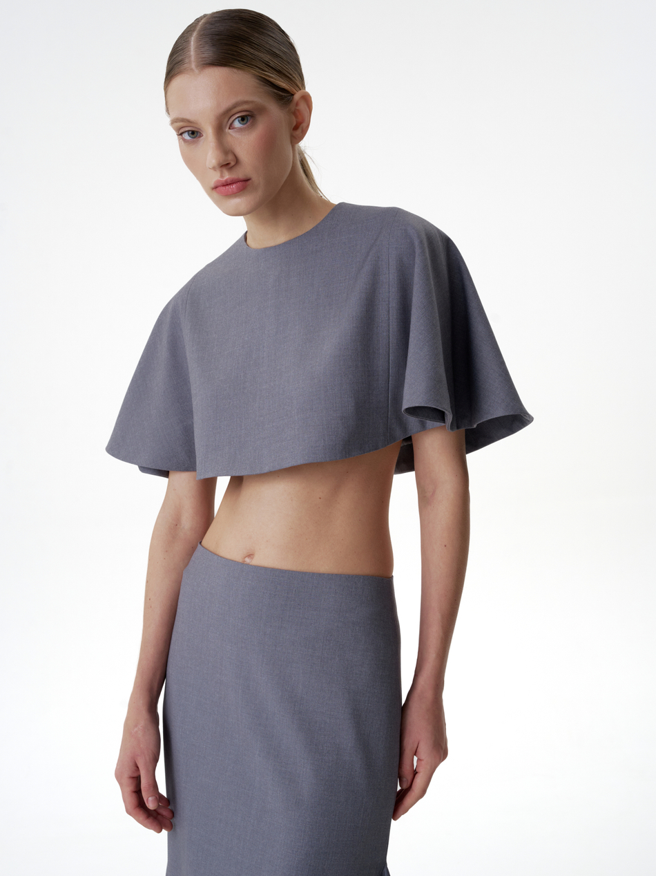 Накидка костюмная серая