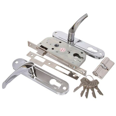 Замок врезной Зенит, ЗВ7-70.4, 00-00007688, ручка в комплект, цилиндровый, хром