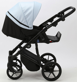 Детская коляска Adamex Mobi Deluxe 2 в 1 M-SD03 (ГОЛУБАЯ+ГОЛУБАЯ ПЕРЛ.КОЖА)