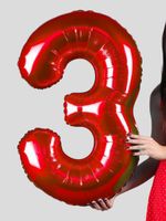 FM Шар 40" / 102 см "Цифра 3" Красный (БГ-60)