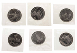 Russia, USSR, 1 Ruble 1977-1980 Olympic Set, 6 Coins, Brilliant Uncirculated, in Bank Packaging