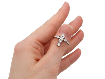 Кольцо "Крест" 17мм, с кристаллами