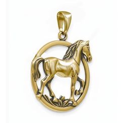 Лошадь в круге - подвеска из бронзы