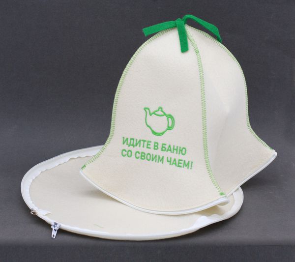 Шапка банная, шерсть, с дном и замком