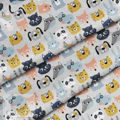 Отрез хлопка "Зоопарк на сером"