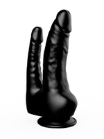 Двойной фаллоимитатор LOVETOY на присоске, 17 см, черный