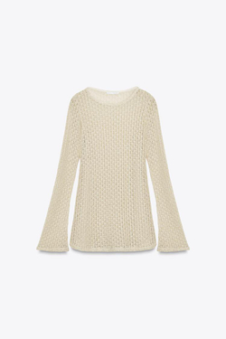 ZARA ТОП-ТУНИКА С МЕТАЛЛИЗИРОВАННОЙ НИТЬЮ, ЗОЛОТИСТЫЙ