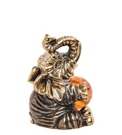 Народные промыслы AM-1384 Фигурка «Цирковой слон» (латунь, янтарь)
