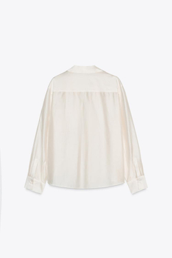 ZARA РУБАШКА С ВЫШИВКОЙ — ZW COLLECTION, ЖЕЛТОВАТО-БЕЛЫЙ