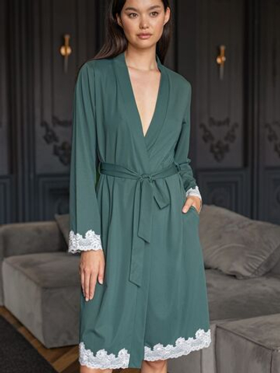 Женский домашний халат длины миди (Размер: L) (Цвет: зеленый)