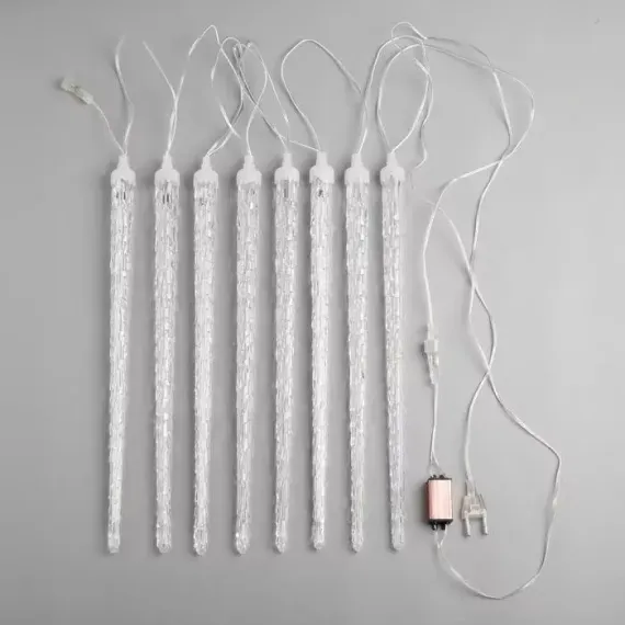 Гирлянда Сосульки рифленые 2.5×0.42 м., IP65, прозрачная нить, 288 синих LED с эффектом стекания, 12 В., Luazon Lighting (5248351)