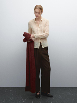 Massimo Dutti Рубашка из смесового хлопка с рельефным узором, натуральный, кремовый