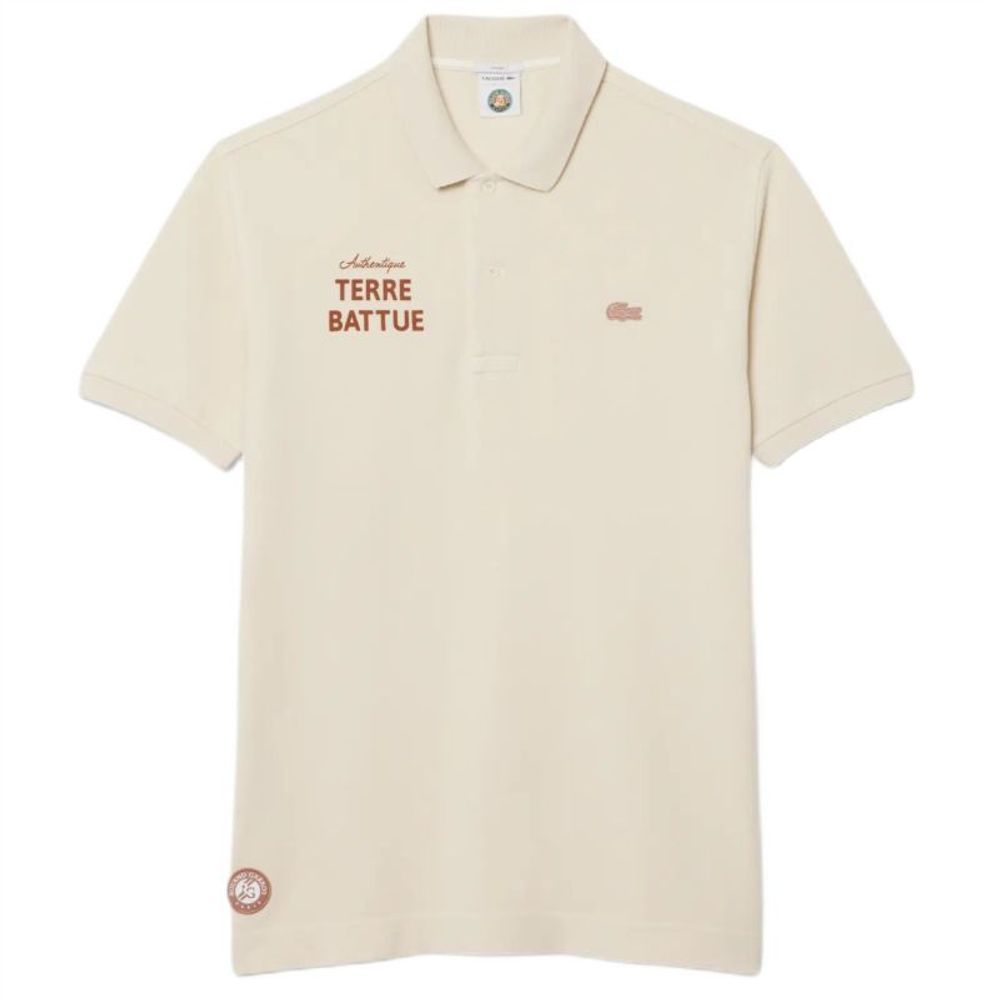 Мужское теннисное поло Lacoste Roland-Garros Edition Clay Court - ecru