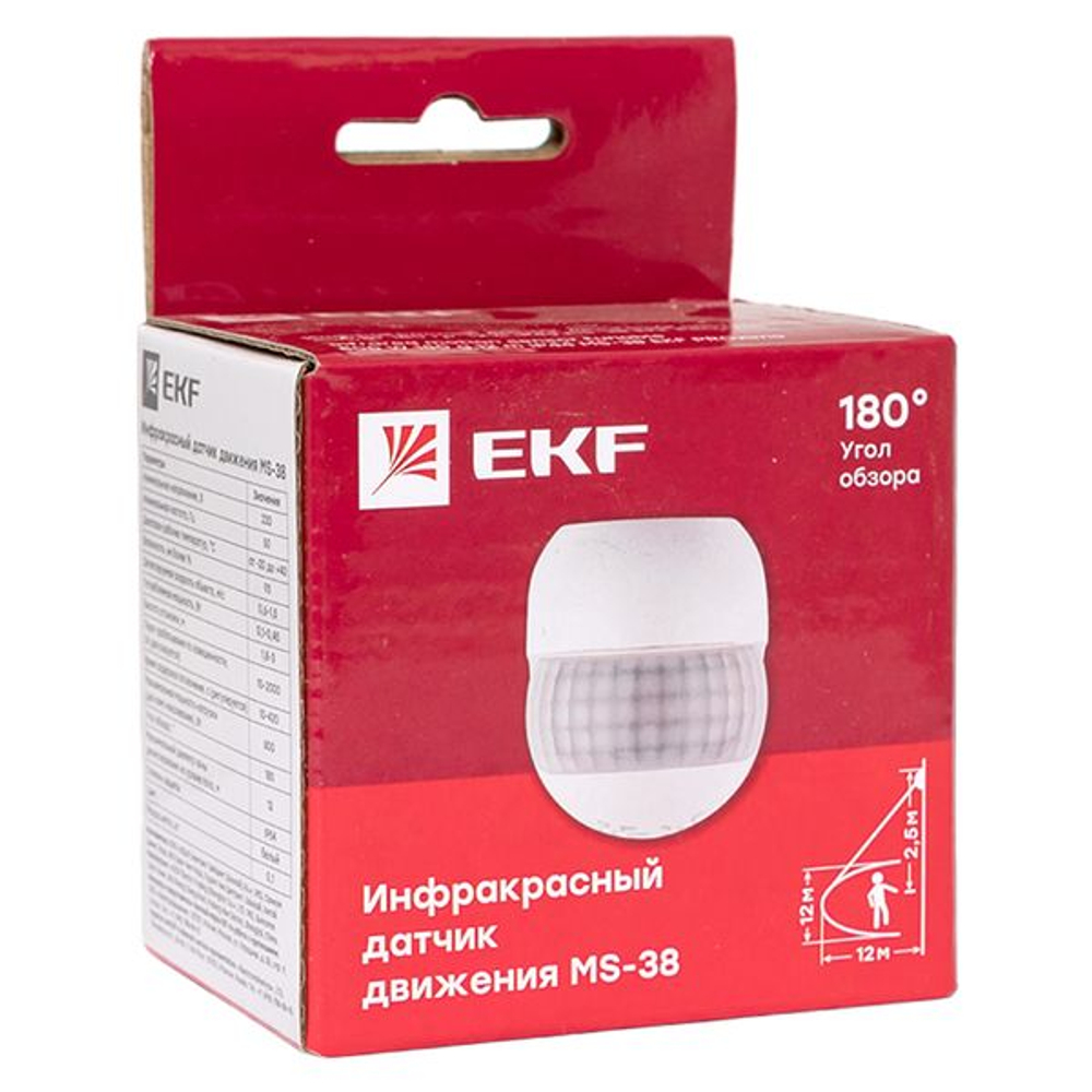 ИК датчик движения наст. 800Вт 180 град до 12м IP44 MS-38 EKF PROxima