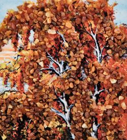 AMB-01/63 Картина «Диалог с рекой» (с янтарной крошкой) пласт.рамка 33х42см