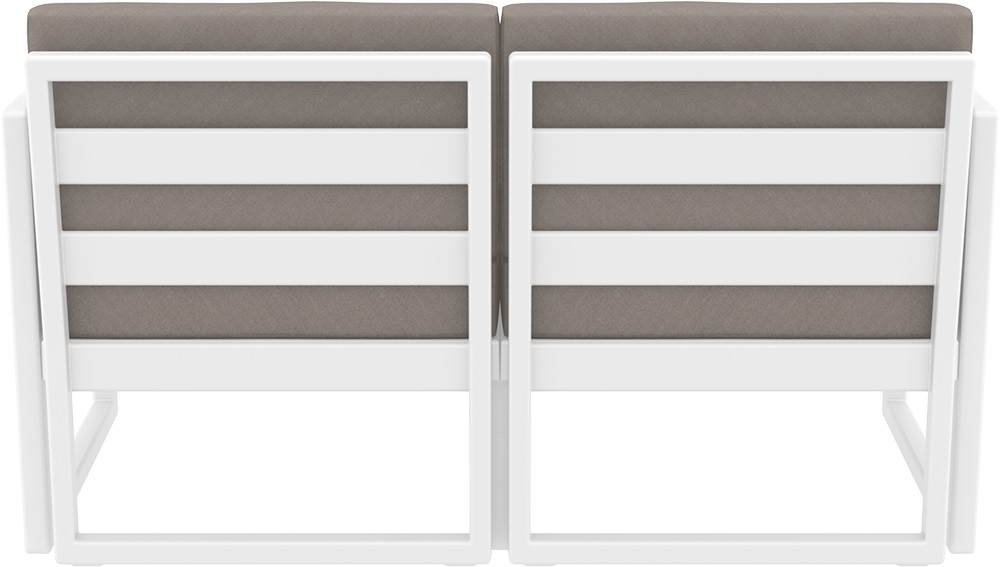 Диван пластиковый двухместный с подушками Siesta Contract Mykonos, белый, светло-коричневый