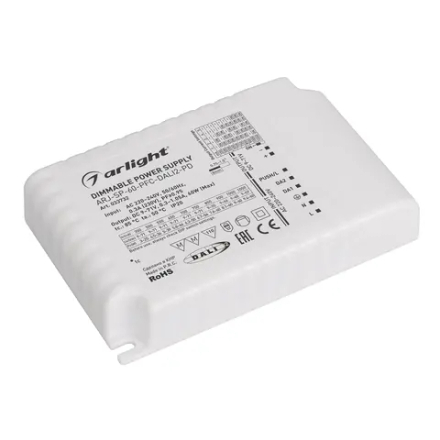 Блок питания ARJ-SP-60-PFC-DALI2-PD (60W, 9-71V, 0.35 -1.05A) (Arlight, IP20 Пластик, 5 лет) 033732