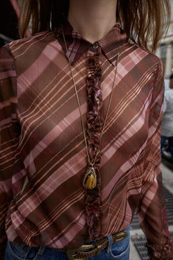 ZARA ПОЛУПРОЗРАЧНАЯ БЛУЗА В КЛЕТКУ, РАЗНОЦВЕТНЫЙ